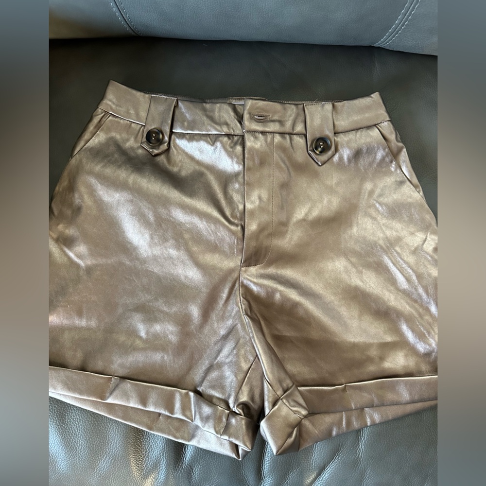 Pink Lily rose gold/copper colored metallic shorts